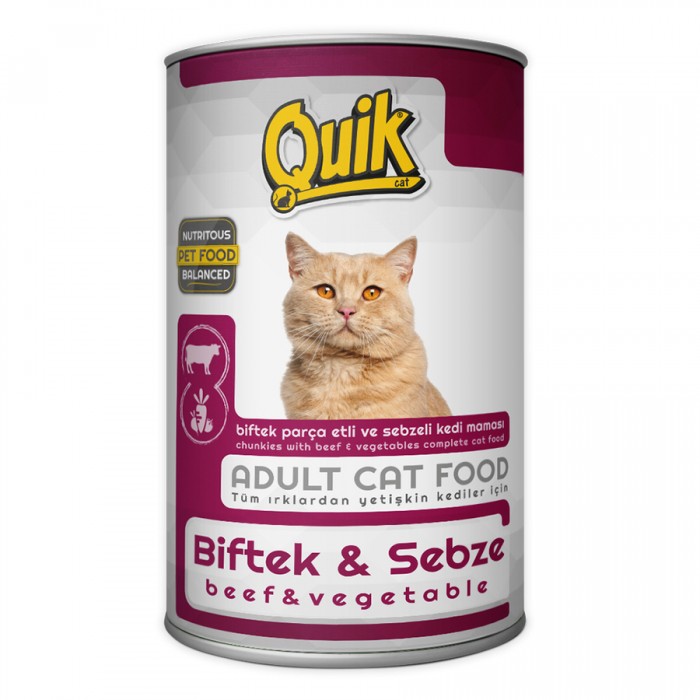 Quik Biftek ve Sebzeli Kedi Konservesi 415 gr