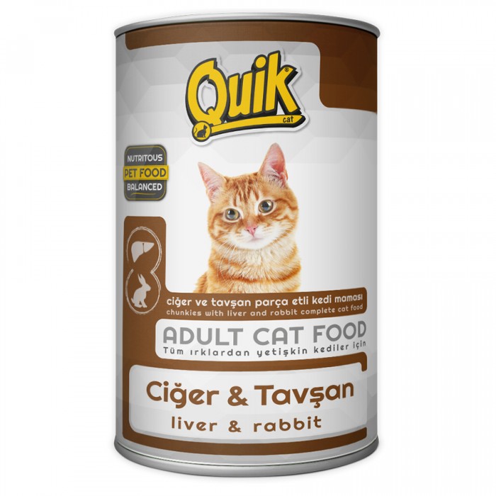 Quik Ciğer ve Tavşanlı Kedi Konservesi 415 gr