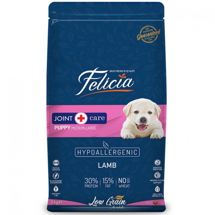 Felicia Az Tahıllı HypoAllergenic Kuzulu Orta-Büyük Irk Yavru Köpek Maması 3 Kg