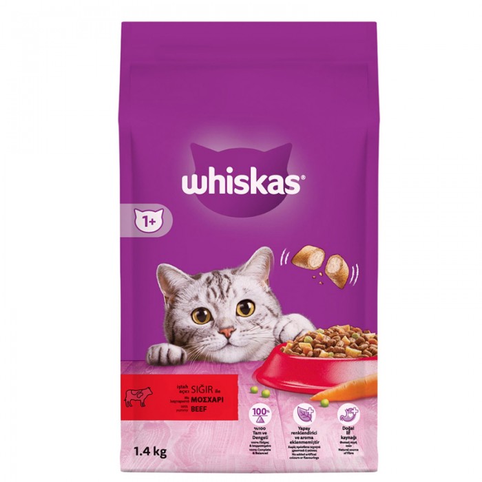 Whiskas Sığır Etli Yetişkin Kuru Kedi Maması 1.4 kg