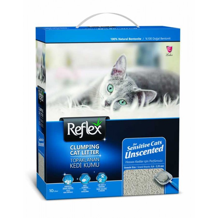 Reflex Hassas Kediler İçin Parfümsüz Topaklanan Kedi Kumu 10 Lt