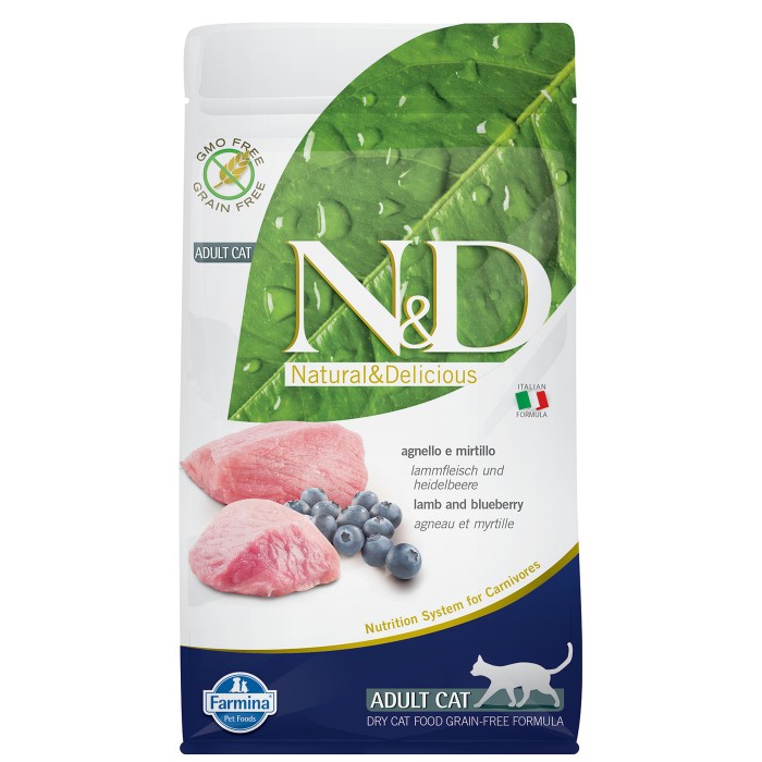 N&D Kuzu Etli Yaban Mersinli Tahılsız Yetişkin Kedi Maması 1.5Kg