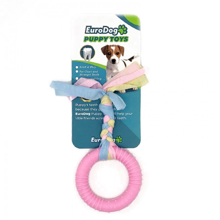 EuroDog Puppy Toys Pembe Halka Diş Kaşıma Oyuncağı 19 cm