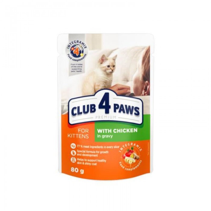 Club4Paws Tavuklu Premium Pouch Yavru Kedi Konservesi 80Gr