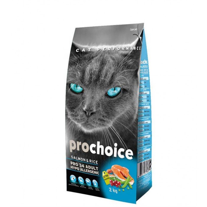 Pro Choice 34 Somonlu ve Pirinçli Düşük Tahıllı Yetişkin Kedi Maması 2kg