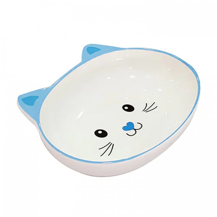 EuroCat Melamin Mama Kabı Kedi Suratı Şeklinde Mavi 300 Ml