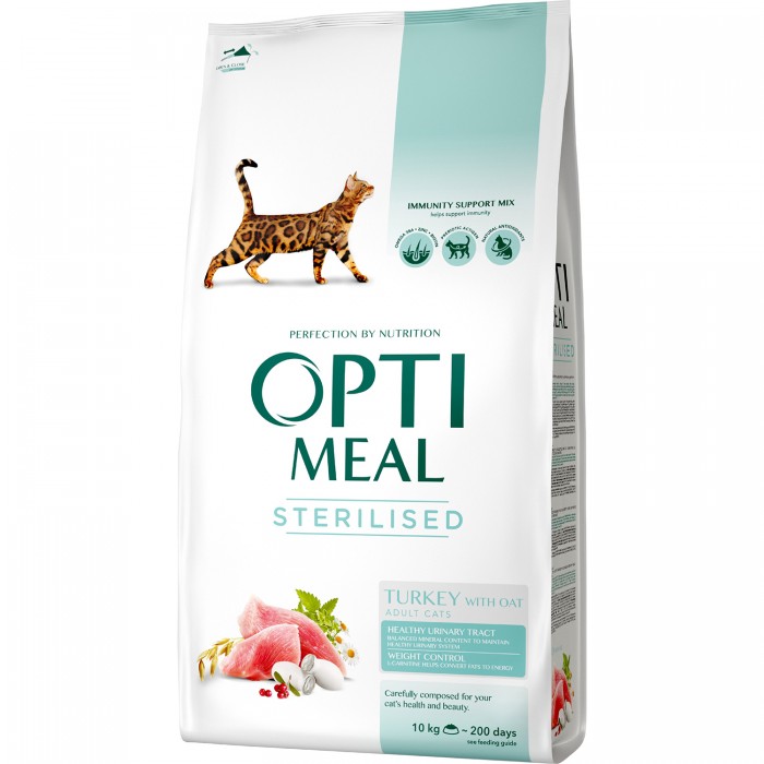 OptiMeal Düşük Tahıllı Hindili Kısırlaştırılmış Kedi Maması 10 KG