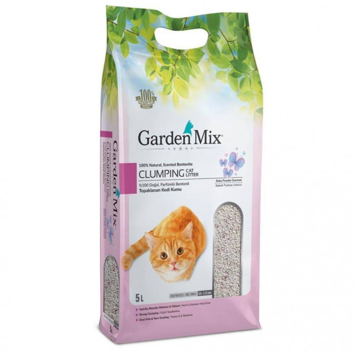 Gardenmix Bebek Pudralı Bentonit İnce Taneli Kedi Kumu 5 Lt