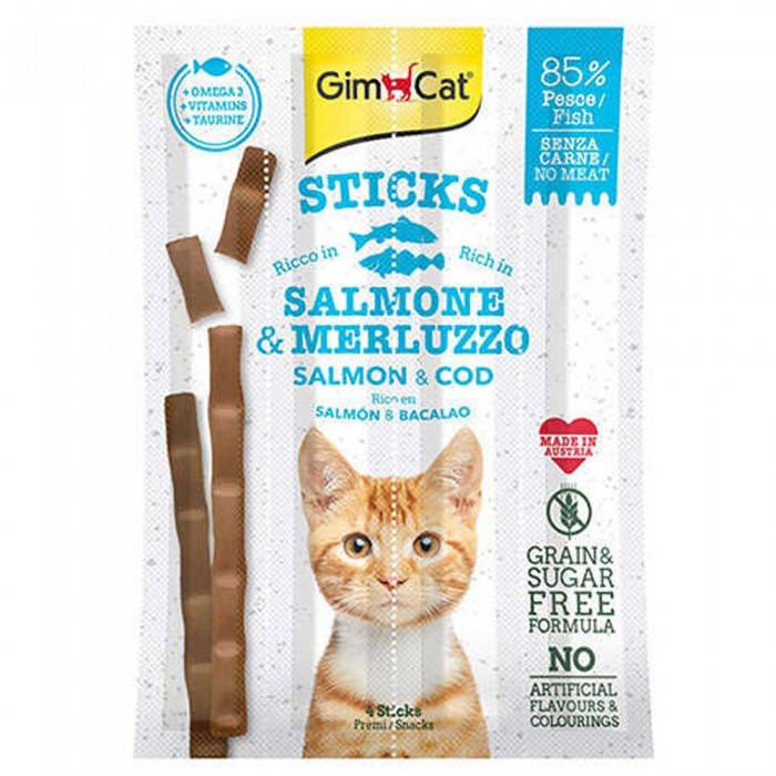 Gimcat Sticks Alabalıklı ve Somonlu Kedi Ödül Çubukları 4 parça-20 gr