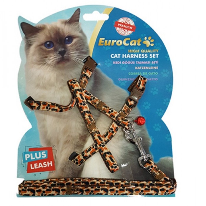 Eurocat Kedi Göğüs Tasması Leopar Desenli