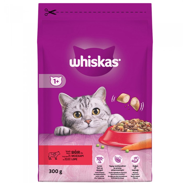 Whiskas Biftekli ve Havuçlu Yetişkin Kuru Kedi Maması 300 gr