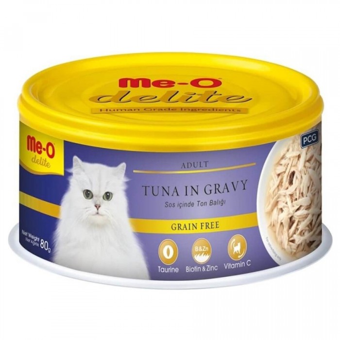 Me-O Delite Sos İçinde Ton Balıklı Tahılsız Yetişkin Kedi Konservesi 80gr