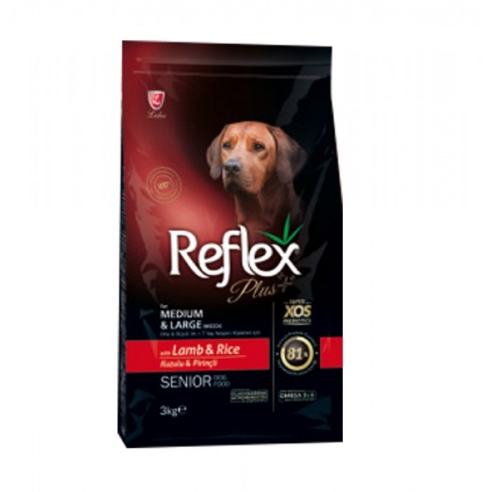 Reflex Plus Orta ve Büyük Irk +7 Yaş için Kuzulu Etli Yaşlı Köpek Maması 3kg