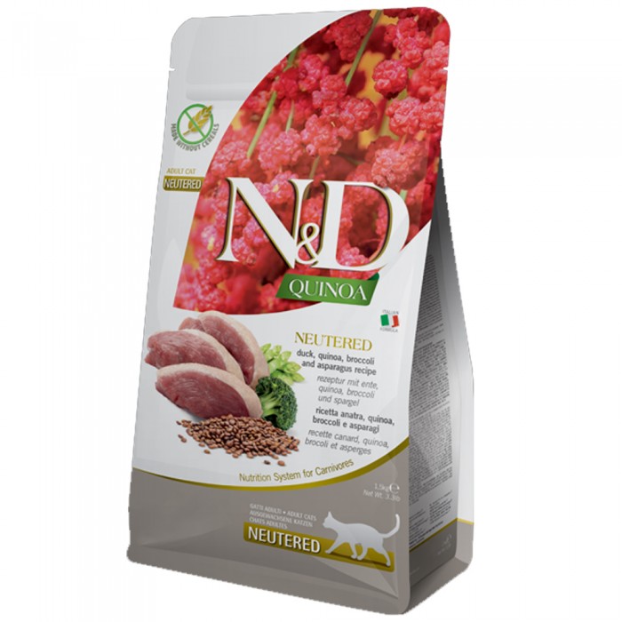 N&D Quinoa - Neutered Ördekli ve Kinoalı Tahılsız Kısırlaştırılmış Kedi Maması 1,5KG