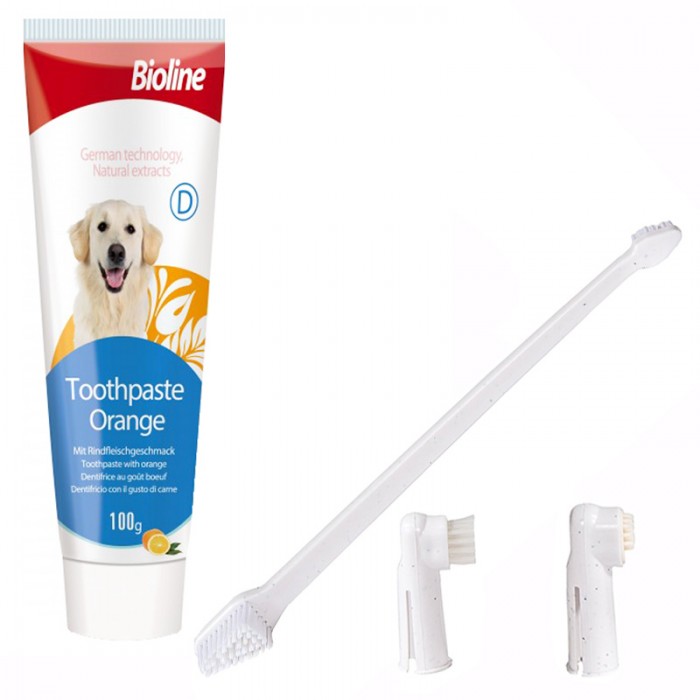 Bioline Portakal Aromalı Köpek Ağız Bakım Seti 100gr