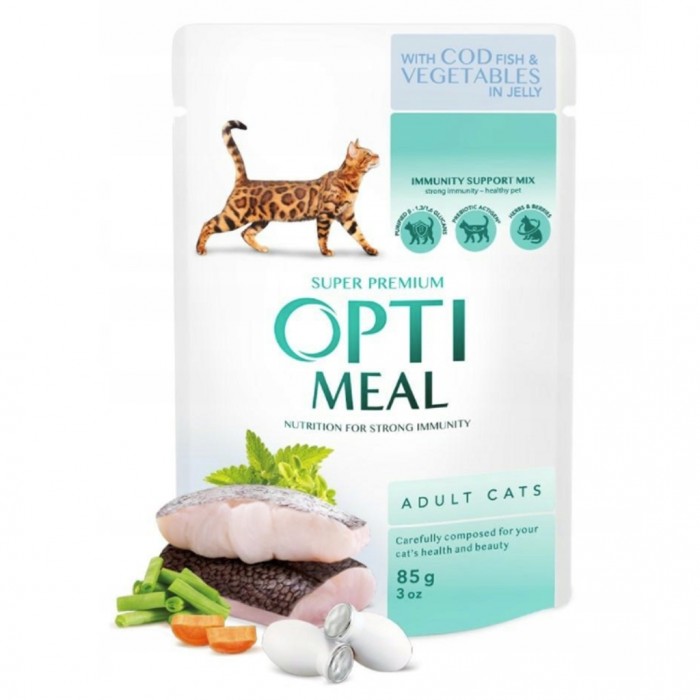 OptiMeal Pouch Morina Balıklı & Sebzeli Yaş Kedi Maması 85g