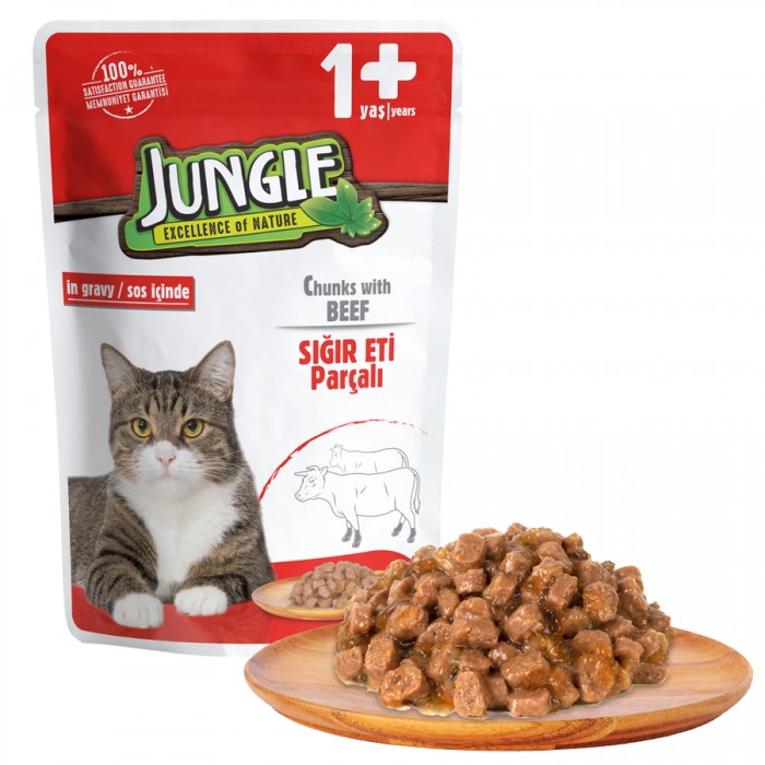 Jungle Pouch Biftekli Yetişkin Kedi Konservesi 100 Gr