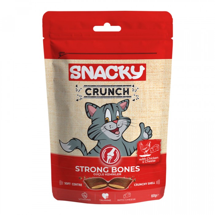 Snacky Crunch Strong Bones Tavuk-Peynir Kedi Ödülü 60gr