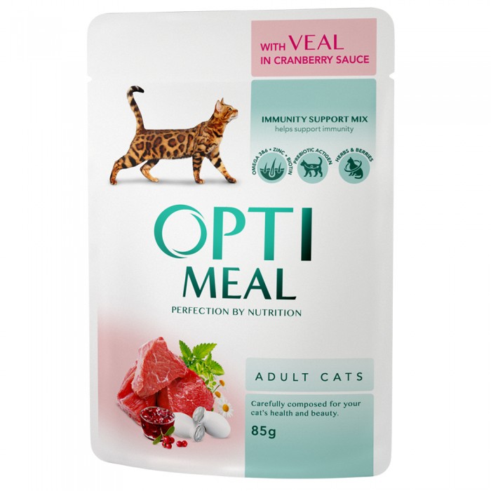 OptiMeal Dana Etli Kızılcık Soslu Yaş Kedi Maması 85G