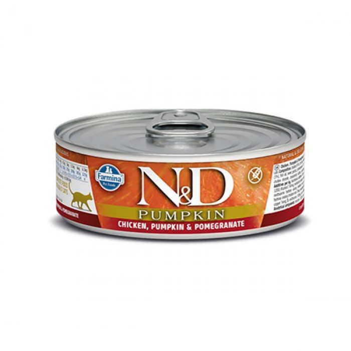 N&D Pumpkin - Tavuklu, Balkabaklı ve Narlı Tahılsız Yetişkin Kedi Konservesi 70gr