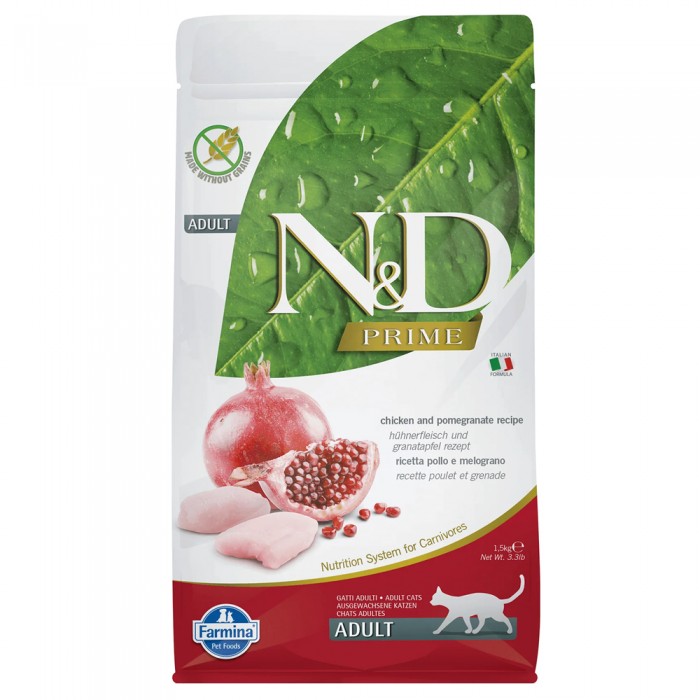 N&D Prime - Tavuklu ve Narlı Tahılsız Yetişkin Kedi Maması 1,5KG