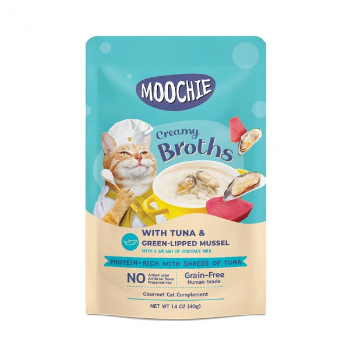 Moochie Çorba Kedi Ödülü Ton-Yeşil Dudaklı Midyeli 40 Gr