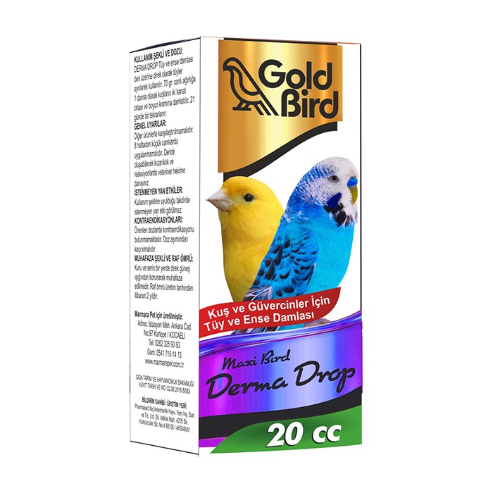 Goldbird Derma Drop Kuşlar İçin Tüy ve Ense Damlası 20 cc