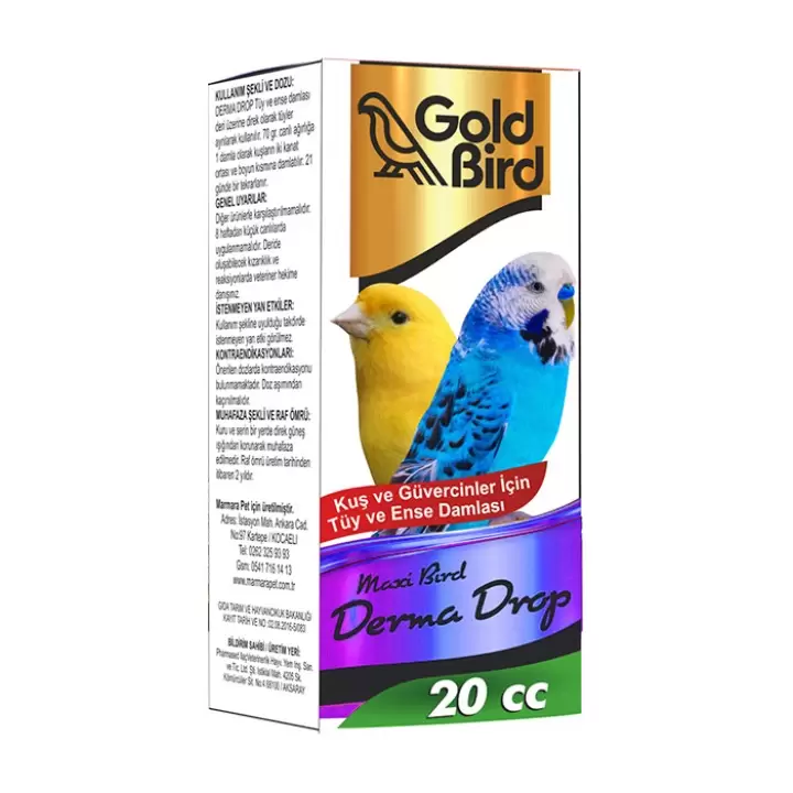ショタスカトロ Goldbird Derma Drop Kuşlar İçin Tüy ve Ense Damlası 20 cc