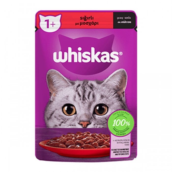 Whiskas Pouch Sığır Etli Yetişkin Kedi Yaş Maması 85 gr