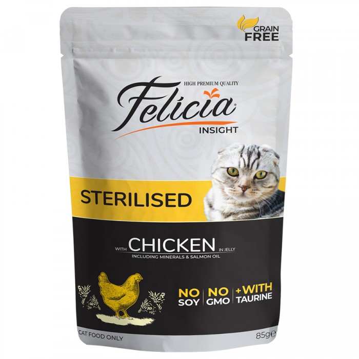 Felicia Tahılsız Sterilised Tavuklu Yaş Kısır Kedi Maması 85 gr