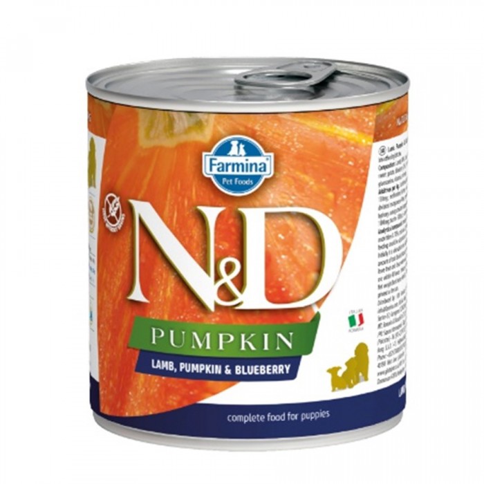 N&D Pumpkin - Kuzulu, Balkabaklı ve Yaban Mersinli Yavru Köpek Konservesi 285gr