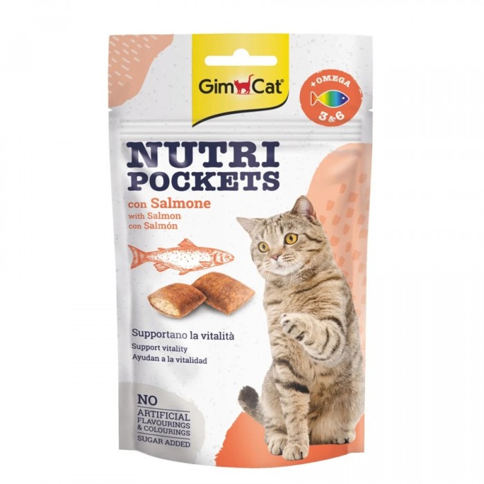 Gimcat Nutripockets Kedi Ödülü Kedi Somon Balıklı&Omega3&6 60Gr 