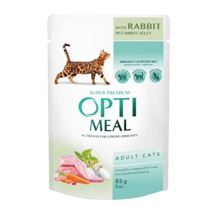 OptiMeal Havuçlu Jöleli Tavşanlı Yaş Kedi Maması 85 gr