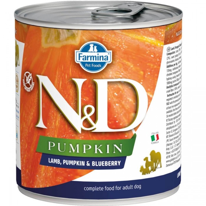 N&D Balkabaklı Kuzulu Yaban Mersinli Köpek Konserve Maması 285 GR