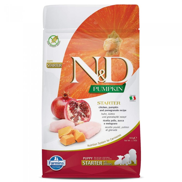 N&D Pumpkin - Starter Tavuklu, Balkabaklı ve Narlı Tüm Irklar İçin Anne ve Yavru Köpek Maması 800gr