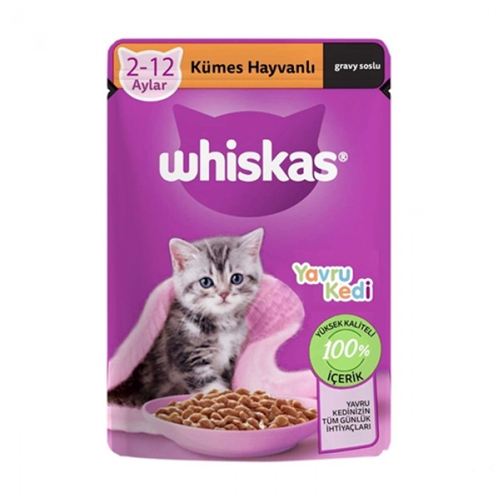 Whiskas Pouch Sos İçinde Kümes Hayvanlı Yavru Kedi Konservesi 85gr