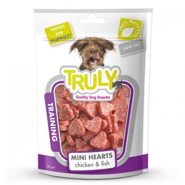 Truly Training Tavuklu ve Balıklı Kalp Şeklinde Yumuşak Yavru Köpek Ödül Maması 90gr