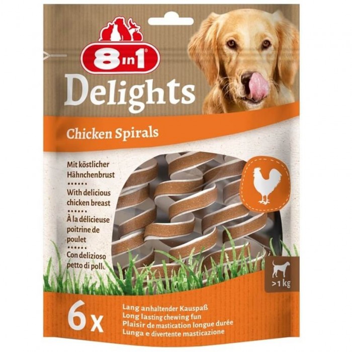 8in1 Smart Delights Chicken Spirals Tavuklu Burgu Köpek Ödülü 6lı