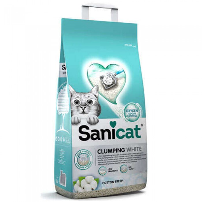 Sanicat Clumping White Cotton Fresh Oksijen Kontrol Kedi Kumu 10 Lt