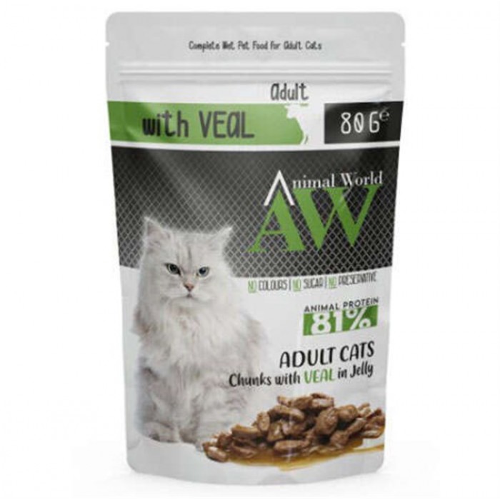 Animal World With Veal Dana Etli Kedi Yaş Maması 80 Gr