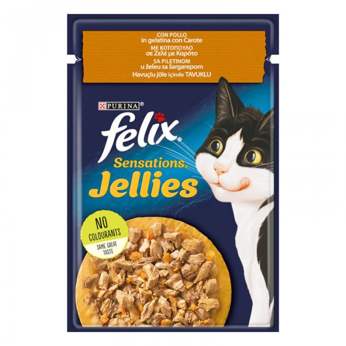 Felix Pouch Jöle İçinde Tavuklu ve Havuçlu Yetişkin Kedi Konservesi 85gr