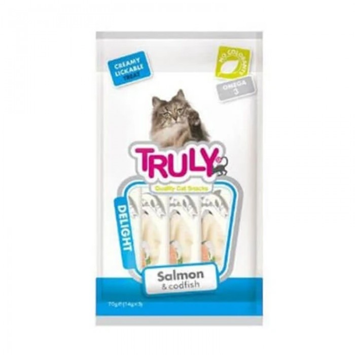 Truly Delight Somonlu ve Morina Balıklı Sıvı Kedi Ödül Maması 14gr (5'li)