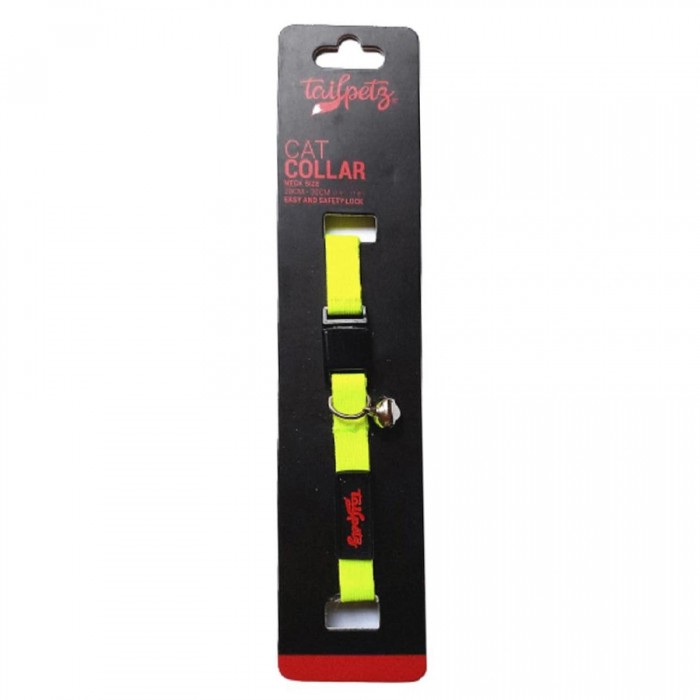 Tailpetz Easy & Safety Lock Çıngıraklı Ayarlanabilir Kedi Boyun Tasması Lime