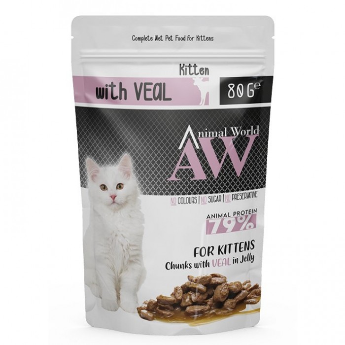 Animal World Dana Etli Yavru Kedi Pouch Mama 80 Gr