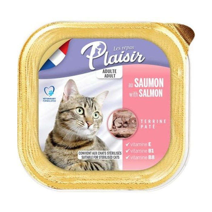 Plaisir Salmon Pate Adult Cat Somon Balıklı Yaş Yetişkin Kedi Maması 100Gr