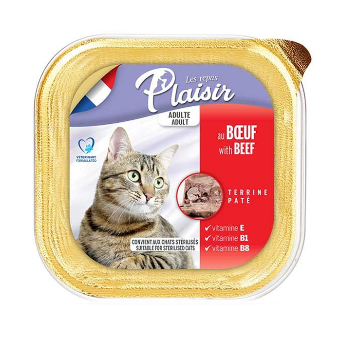 Plaisir Beef Pate Adult Cat Biftekli Yaş Yetişkin Kedi Maması 100Gr