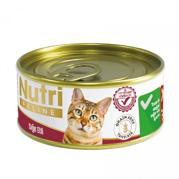 Nutri Feline Tahılsız Sığır Etli Kedi Konservesi 85 Gr