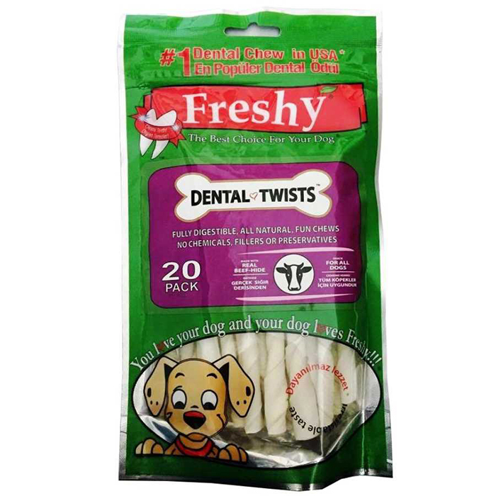 Freshy Dental Twist Burgulu Köpek Çiğneme Çubuk 13 cm 20 adet