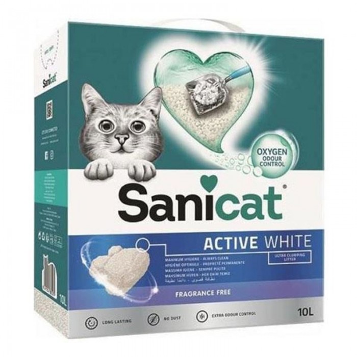 Sanicat Active White Topaklanan Kedi Kumu Kokusuz 10lt