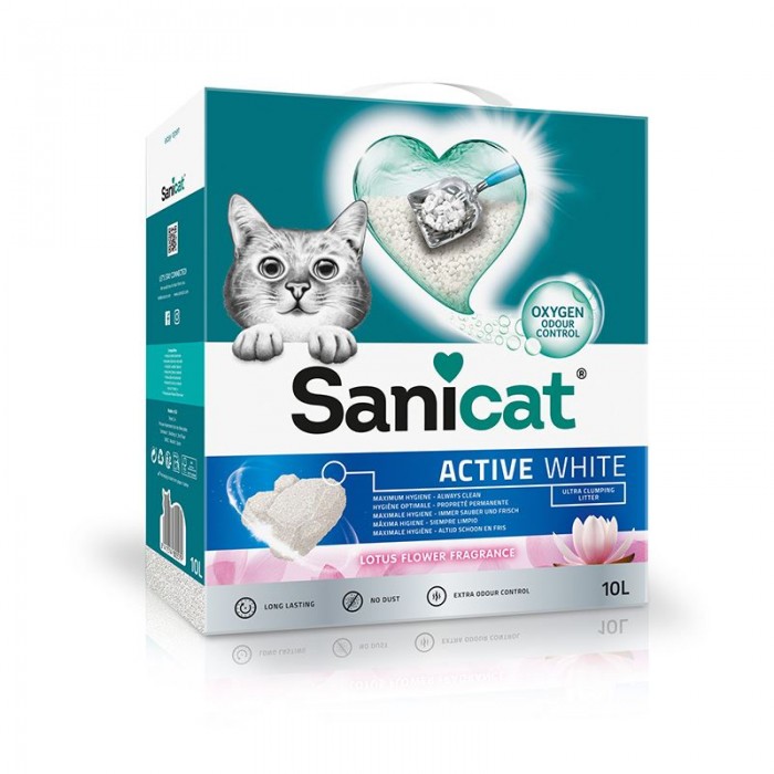 Sanicat Active White Lotus Çiçeği Kokulu Topaklanan Kedi Kumu 10lt